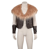 Movie Kraven The Hunter 2024 Kraven Brown Plush Vest Outfit  Cosplay Costume Suit